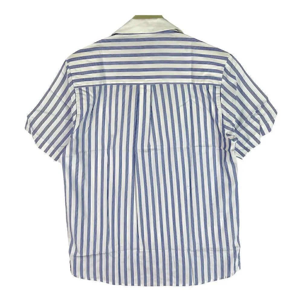 New Soulland Cornwall US L Men White Striped Shirt Short Sleeve Slim Button-Down - Picture 4 of 13
